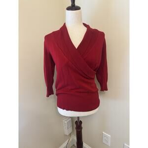IZ Byer Vintage Y2K Wrap Top Red 3/4 Sleeve Size L